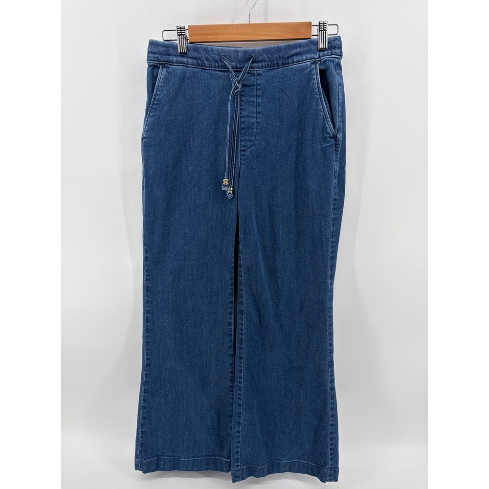 Chicos, Drawstring Wide Leg Jeans, Pull On Stretchy, Medium Wash, Women Size 2R